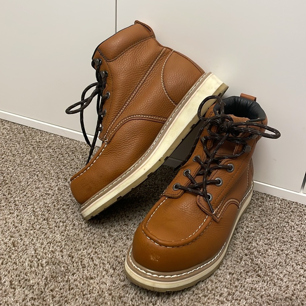 ROCKROOSTER Wedge Boots, Composite Toe, Safety Water Resist Leather Motorcycle